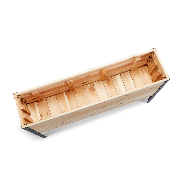 Wooden planter box on a white background