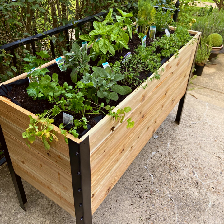 Slim raised garden bed – rectangular cedar planter box for outdoor and garden use